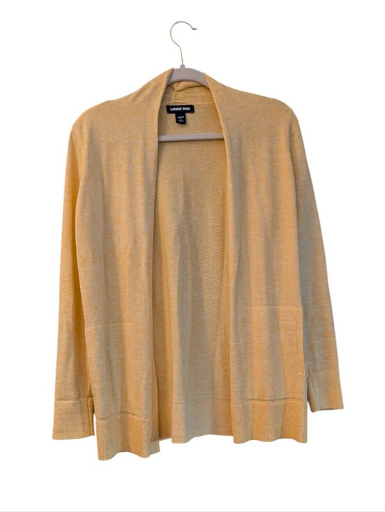 Lands' End Sweaters - Lands' End heathered yellow open-front cardigan sweater 100% cotton size XS sun